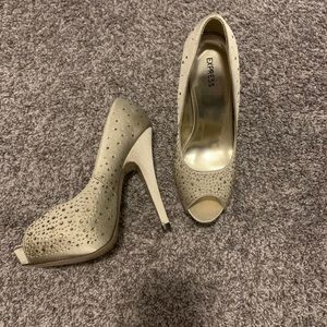 NEW Express 7.5 Satin Rhinestone Heels